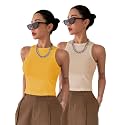 Toochki Tops for Women Crop Top for Women's Tank Activewear Tee Sports Western Casual Cotton Camisole Pack of 2 Combo