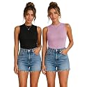 Toochki Tops for Women Crop Top for Women's Tank Activewear Tee Casual Sports Cotton High Neck Camisole Pack of Two (2)