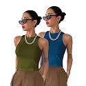 Toochki Tops for Women Crop Top for Women's Tank Activewear Tee Sports Western Casual Cotton Camisole Pack of 2 Combo