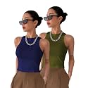Toochki Tops for Women Crop Top for Women's Tank Activewear Tee Sports Western Casual Cotton Camisole Pack of 2 Combo