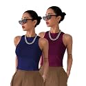 Toochki Tops for Women Crop Top for Women's Tank Activewear Tee Sports Western Casual Cotton Camisole Pack of 2 Combo