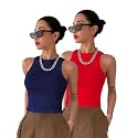 Toochki Tops for Women Crop Top for Women's Tank Activewear Tee Sports Western Casual Cotton Camisole Pack of 2 Combo