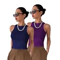 Toochki Tops for Women Crop Top for Women's Tank Activewear Tee Sports Western Casual Cotton Camisole Pack of 2 Combo