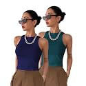 Toochki Tops for Women Crop Top for Women's Tank Activewear Tee Sports Western Casual Cotton Camisole Pack of 2 Combo