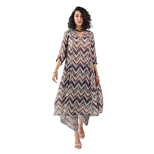Toochki Womens Multi Color Zig Zag Printed