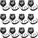 TOODOO 12 Pack Multi Function Digital Stopwatch Timer Bulk Sports Stopwatch with Lanyard Plastic Display Waterproof Date Time Alarm Timer for Coaches Fitness Referees