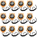 TOODOO 12 Pack Multi Function Digital Stopwatch Timer Bulk Sports Stopwatch with Lanyard Plastic Display Waterproof Date Time Alarm Timer for Coaches Fitness Referees