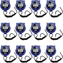 TOODOO 12 Pack Multi Function Digital Stopwatch Timer Bulk Sports Stopwatch with Lanyard Plastic Display Waterproof Date Time Alarm Timer for Coaches Fitness Referees