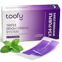 Toofy Purple Teeth Whitening Strips | V34 Color Correcting, Pap Formula, Nano-Hydroxyapatite | Peroxide Free, No Sensitivity | Enamel Repair | Sensitive Teeth | 14 Days, 28 Strips | Mint