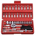 Tool Kit 46 Pcs Household | 1/4 Drive Socket Screwdriver Wrench Set for Bike, Car Repairs & More Spanner & Socket Set All Size Tool Kit Goti Pana Perfect for DIY Enthusiasts, Black