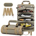 Tool Roll Up Bag, 1680D Heavy Duty Tool Bag Organizer with 2 Detachable Tool Pouches &amp; Multiple Pockets, Waterproof Motorcycle Tool Roll for Mechanic &amp; Electrician, Gift for Men Him Dad, 21.9"*13.8"