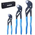 toolant 7/10/12-INCH Plier Wrench, CR-V Construction Adjustable Wrench Set With Pouch, Black Finish Smooth Jaw Pliers, Parallel Jaws, Suitable for All Types of Nuts, Water Pipes, etc