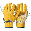 toolant DRIHIDE Leather Work Gloves, Water Resistant Top Grain Cowhide, Durable &amp; Comfortable for Gardening, Ranching