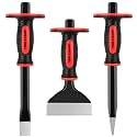 TOOLEAGUE 3Pcs Heavy Duty Masonry Chisel Set with Hand Protection