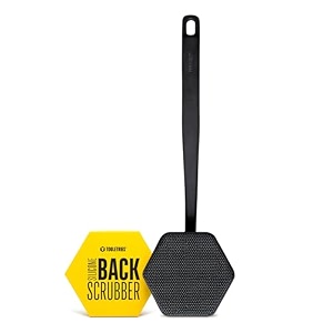tooletries - back scrubber - exfoliates amp deep cleans - silicone shower amp bath brightening body brush with long handle and bespoke bristles - bathroom amp hygiene accessory - charcoal