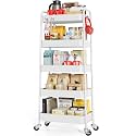 TOOLF 5-Tier Metal Rolling Cart with Wheels, Storage Utility Cart White