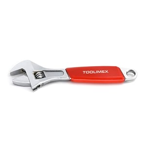 adjustable wrench chrome plated finish with red half grip size 10 inch