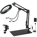 Toolour 5X&10X Magnifying Glass Light with Stand Table Clamp Lighted Magnifier Lamp for Close Work, Crafting, Model, Sewing, Jewelry, Soldering, Reading, HD Magnification for Details & Helping Hand