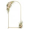 Toolterritary 6.6 FT Wedding Arch Backdrop Stand, Stable Heavy Duty Metal Wedding Arch Frame for Ceremony, Reinforced Balloon Arch Stand for Birthday Party &amp; Baby Shower, Gold