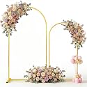 Toolterritary Metal Arch Backdrop Stand Set of 2, 8FT+ 6.6FT Balloon Arch Stand, Gold Wedding Arch Frame with Stable Base, Arch Backdrop for Party Birthday Baby Shower Graduation Decor