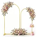 Toolterritary Metal Arch Backdrop Stand Set of 2, 7.2FT+ 6FT Balloon Arch Stand, Gold Wedding Arch Frame with Stable Base, Arch Backdrop for Party Birthday Baby Shower Graduation Decor