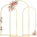 Toolterritary Wedding Arch Backdrop Stand 7.2FT, 6.6FT, 6FT Set of 3 Gold Metal Balloon Arch Stand with Stable Base, Banner Stand, Photography Backdrop, Party, Birthday, Baby Shower Decor