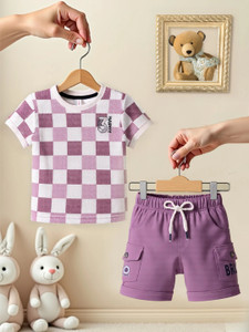 toonyport boys casual t-shirt shorts lavender white