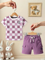 TOONYPORT Boys Casual T-shirt Shorts (Lavender, White)