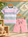 TOONYPORT Boys Casual T-shirt Shorts (Pink, Peach)