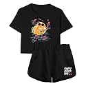 TOOPYNOI Girls Crop Shorts Set, Graphic Short Sleeve Top Lounge Sets with Pockets Toddler Kids 2 Piece Country Music Outfit