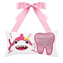 Tooth Fairy Pillow with Pocket for Girls and Boys Kids Tooth Pillow Toothfairy Gifts Tooth Keepsake Pouch 8.6 x 4.8 inches (Pink)