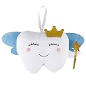 lasuroa Tooth Pillow, Soft for Tooth Fairy Pillow with Pocket for Tooth Fairy Doll with Wings for Tooth Fairy Door Hanger for Tooth Fairy Gift for Boys Girls (Blue Wings)