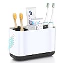 Toothbrush Holders for Bathrooms, Electric Toothbrush and Toothpaste Holder with Adjustable Dividers and Drainage, Kids Toothbrush Organizer for Bathroom Countertop