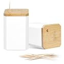 Toothpick Holders 2 Pack with 3000 Picks,Round Toothpicks Double-Side Point for Teeth,Food Pick,Appetizers,Cocktails Fruits,Olive&DIY Craft.