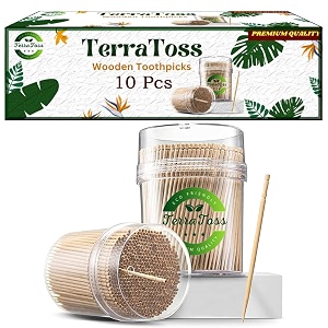 toothpick wooden  10 packs of 250 toothpick sticks 2500 sticks  sturdy smooth finish tooth picks sticks  toothpicks wooden 2500