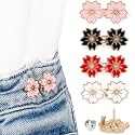 TOOVREN Pant Waist Tightener - Jean Button Tightener, No Sew &amp; No Tools, Adjustable Instant Button Pins 4 Sets, Cherry Blossoms