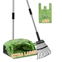 Toozey Pooper Scooper for Large Dogs, 43.31" Long Handle, Metal Tray &amp; Rake