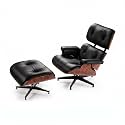 Top Black Grain Leather Mid Century Chaise Lounge Chair and Ottoman,Genuine Leather Accent Chair,Modern Chair Classic Design,Lounge Chair with Heavy Duty Base Support for Living Room,Palisander/Black