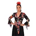 Top-Bolero de Tejido elstico, Cruzado y de Mangas con Volante, Ideal para la Danza Flamenca o Sevillanas
