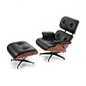Top Grain Leather Mid Century Chaise Lounge Chair and Ottoman,Genuine Leather Accent Chair,Modern Chair Classic Design with Heavy Duty Base Support for Living Room,Tall Premium,Palisander/Black
