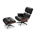 Top Grain Leather Mid Century Chaise Lounge Chair and Ottoman,Genuine Leather Accent Chair,Modern Chair Classic Design with Heavy Duty Base Support for Living Room,Tall Premium,Walnut/Black
