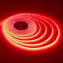 TOPAI 5mm Red COB LED Strip DC 12V Dotless Narrow Tape Lights 16.4ft