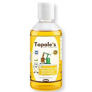 topale39s wooden cold pressed white sesame oil - 200 ml pack of 1  til oil for cooking  unrefined chemical-free omega-6 rich cold press oil  sesame oil for hair skin amp body care