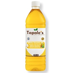 topale39s wooden cold pressed white sesame oil - 500 ml pack of 1  til oil for cooking  unrefined chemical-free omega-6 rich cold press oil  sesame oil for hair skin amp body care