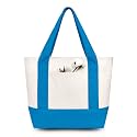 TOPDesign 3-Pack Small Canvas Tote Bags with an External Pocket, Reusable Bags, Top Zipper Closure, Daily Essentials (Ocean Blue/Natural)