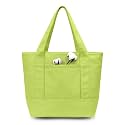 TOPDesign 1-Pack Small Canvas Tote Bag with an External Pocket, Reusable Bag, Top Zipper Closure, Daily Essentials (Light Green)
