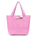 TOPDesign 1-Pack Small Canvas Tote Bag with an External Pocket, Reusable Bag, Top Zipper Closure, Daily Essentials (Pink)