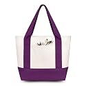 TOPDesign 3-Pack Small Canvas Tote Bags with an External Pocket, Reusable Bags, Top Zipper Closure, Daily Essentials (Purple/Natural)