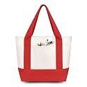 TOPDesign 6-Pack Small Canvas Tote Bags with an External Pocket, Reusable Bags, Top Zipper Closure, Daily Essentials (Red/Natural)