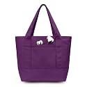 TOPDesign 1-Pack Small Canvas Tote Bag with an External Pocket, Reusable Bag, Top Zipper Closure, Daily Essentials (Purple)